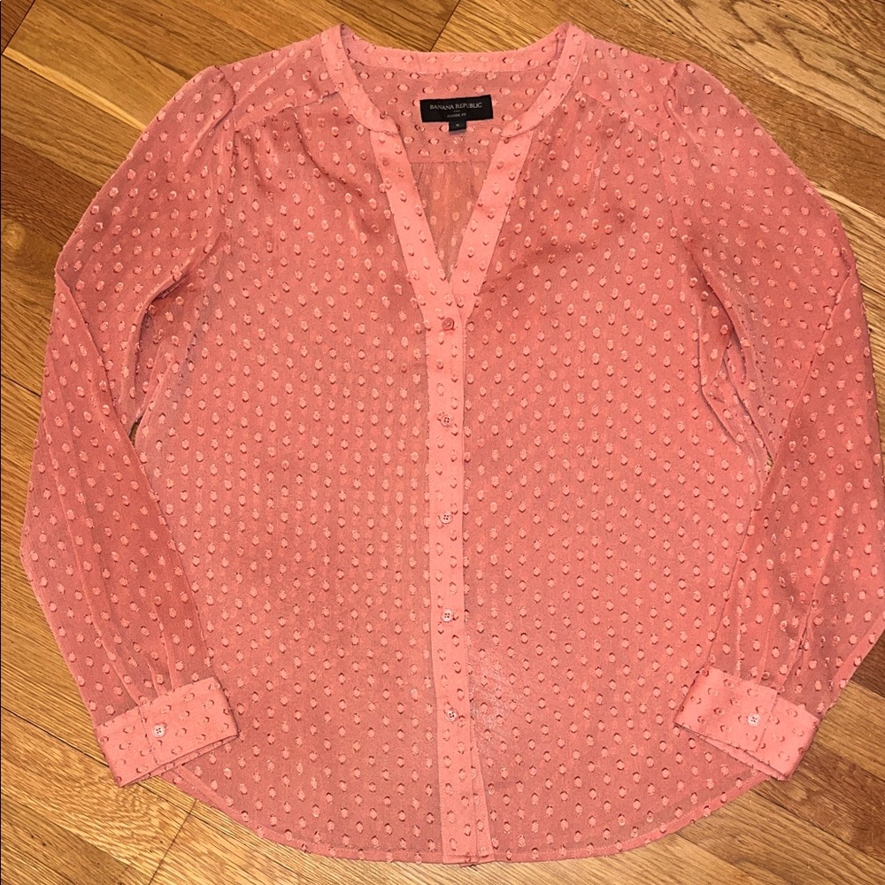 Banana Republic Sheer Button-Up Blouse Size Small